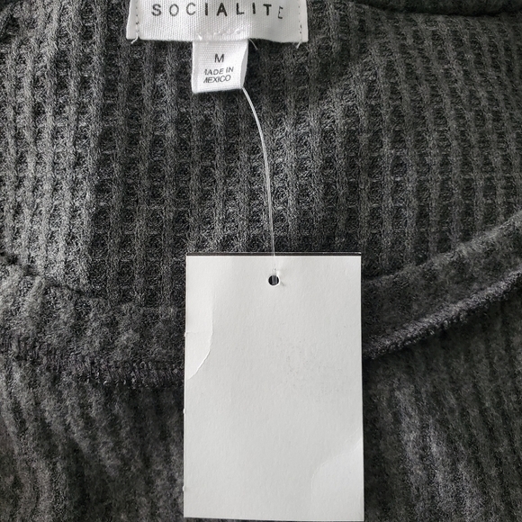 NEW Socialite Front Tie Waffle Knit Gray Sweater - Picture 4 of 5